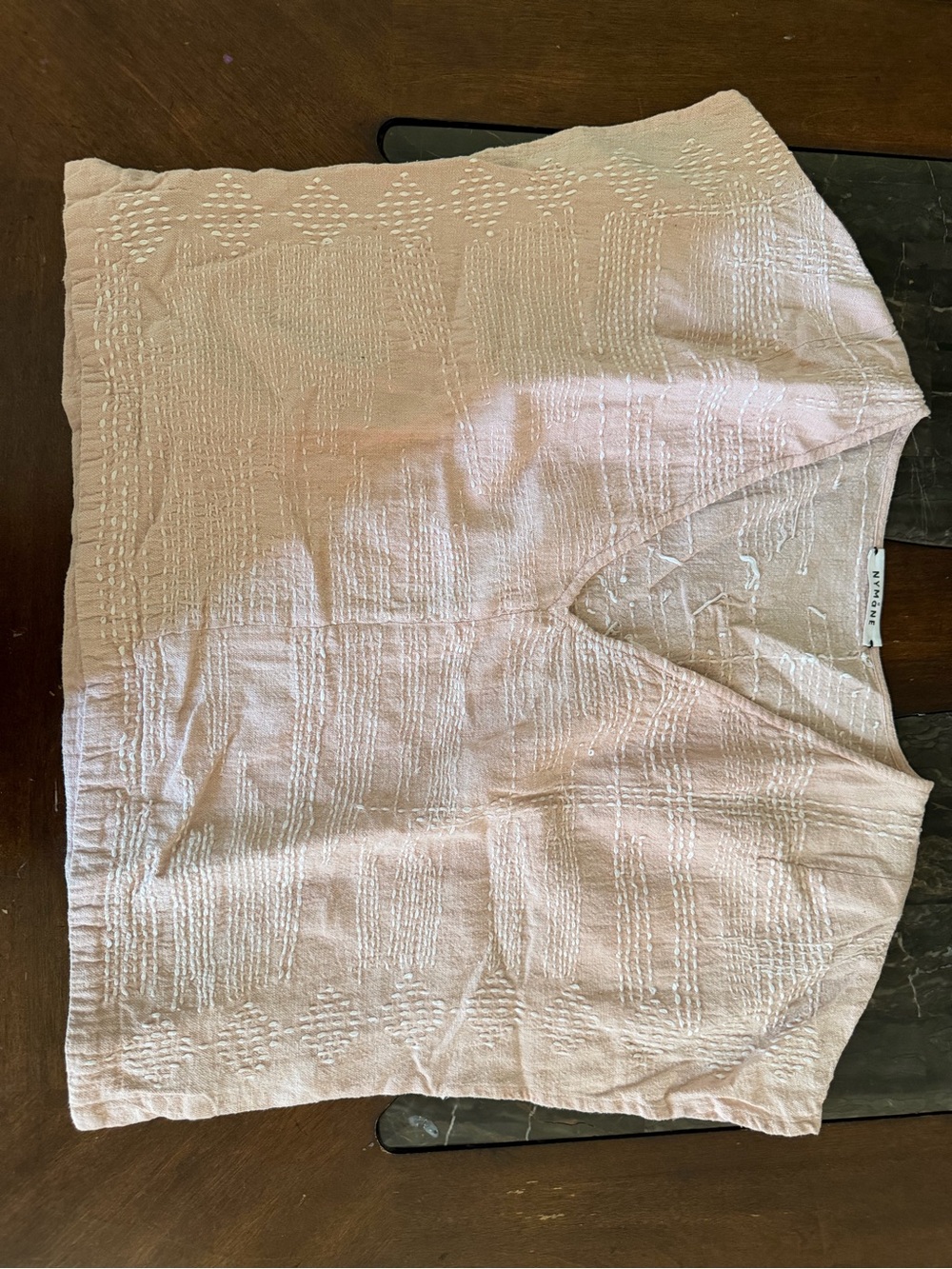 Pink Textured V-Neck Women's Top